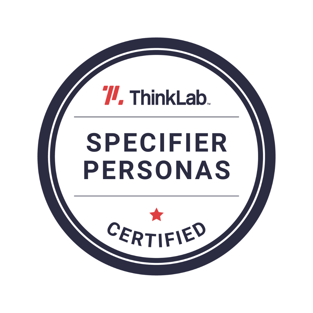 Certification seal reading ThinkLab Certified in Specifier Personas