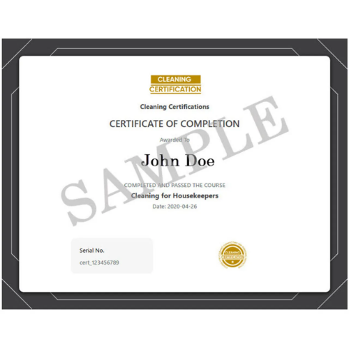 Cleaning Certifications for Housekeepers and Staff of Vacation