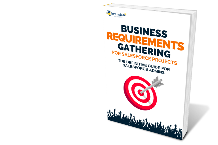 Cover of Business Requirements Gathering for Salesforce Projects guide, showcasing a professional and sleek design
