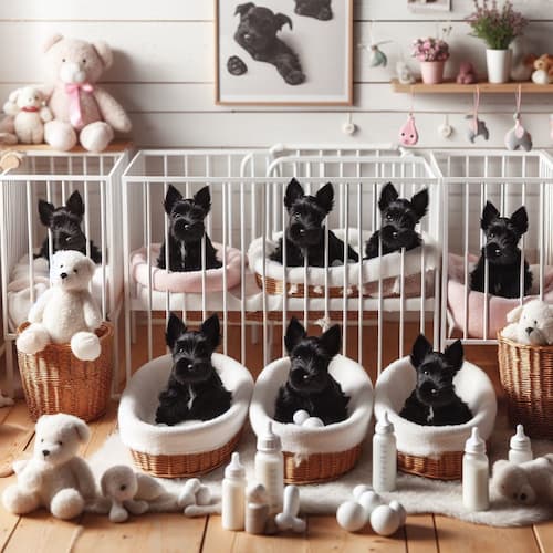 Scottish Terrier Puppies In Cribs