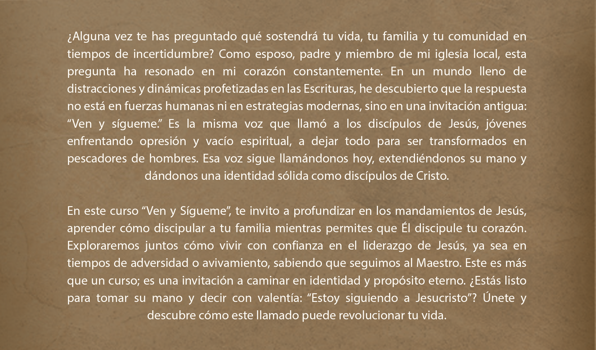 Nuevo curso de Benjamín Núñez y Casas de Oración: ‘Siguiendo a Jesús: Ven y Sígueme’, enfocado en el discipulado, ya disponible para profundizar en tu camino espiritual.