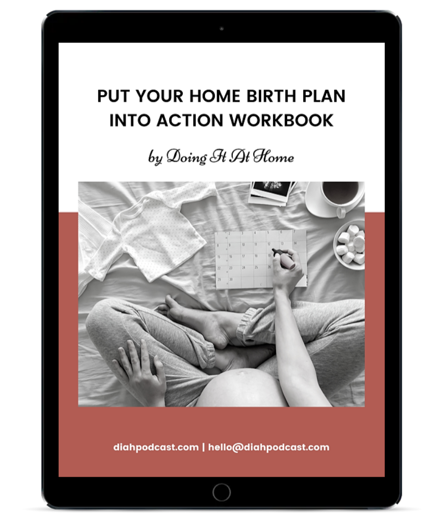 Cover image of Put Your Home Birth Plan Into Action Workbook on a tablet