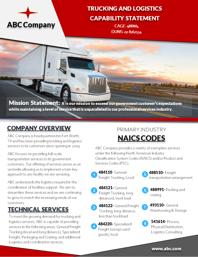 Freight Trucking and Logistics Capability Statement GovKidMethod co