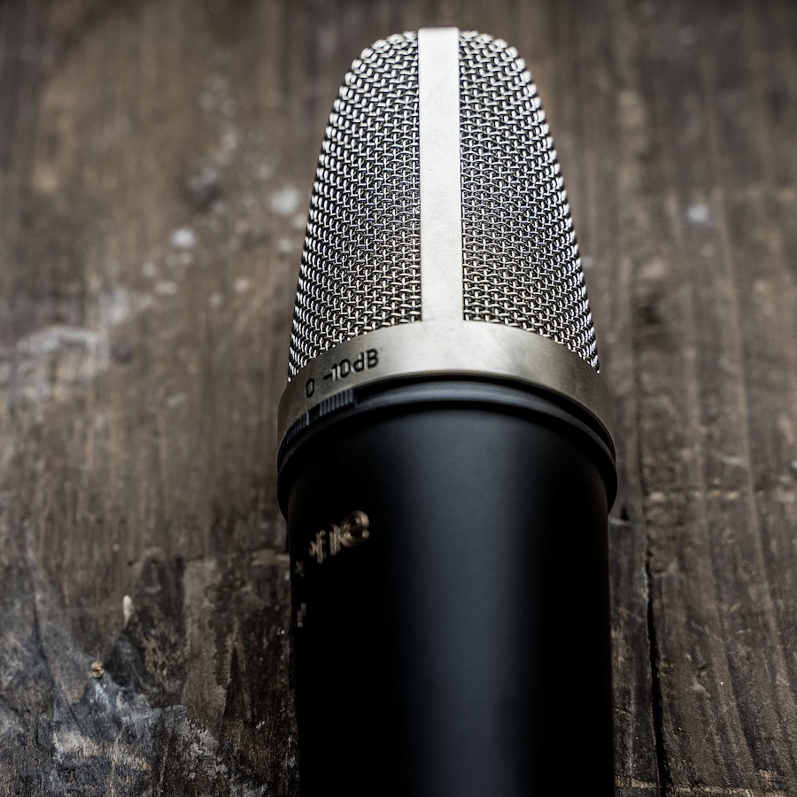 Microphone laying on a desk