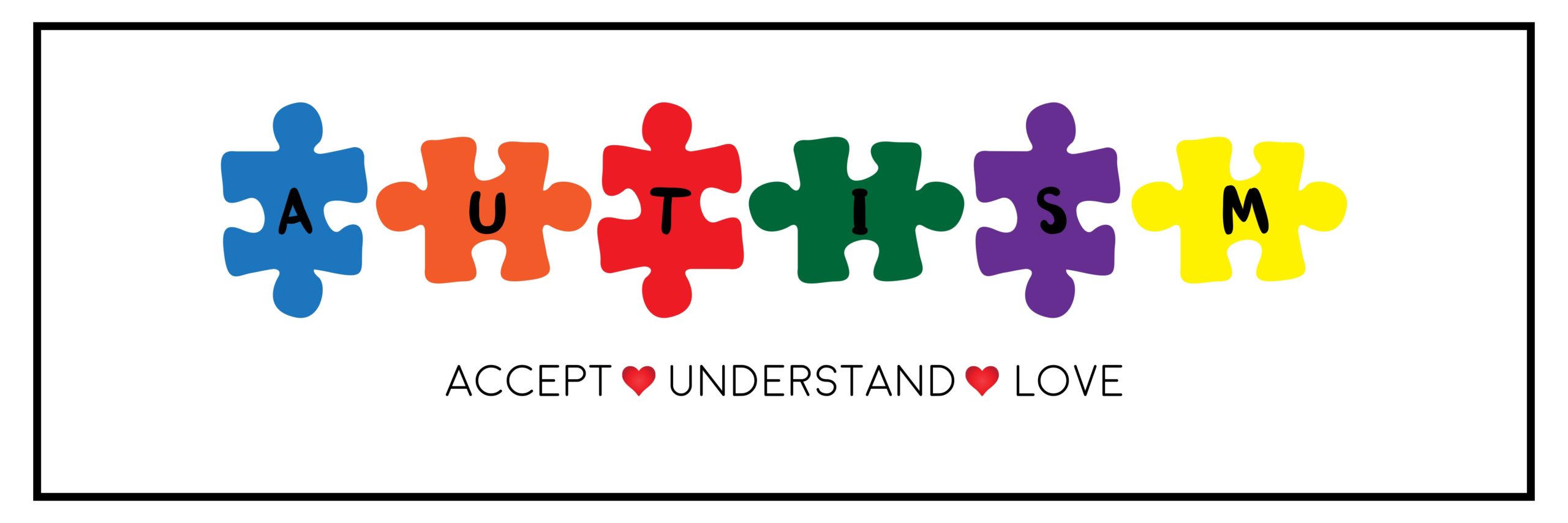 picture of the word autism in variety of colored puzzle pieces