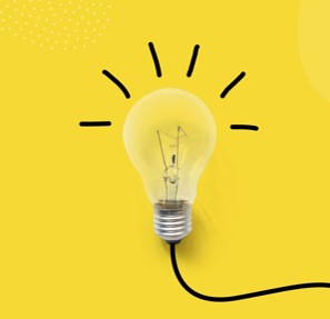 Lightbulb with black lines looking like it's lit with a yellow background