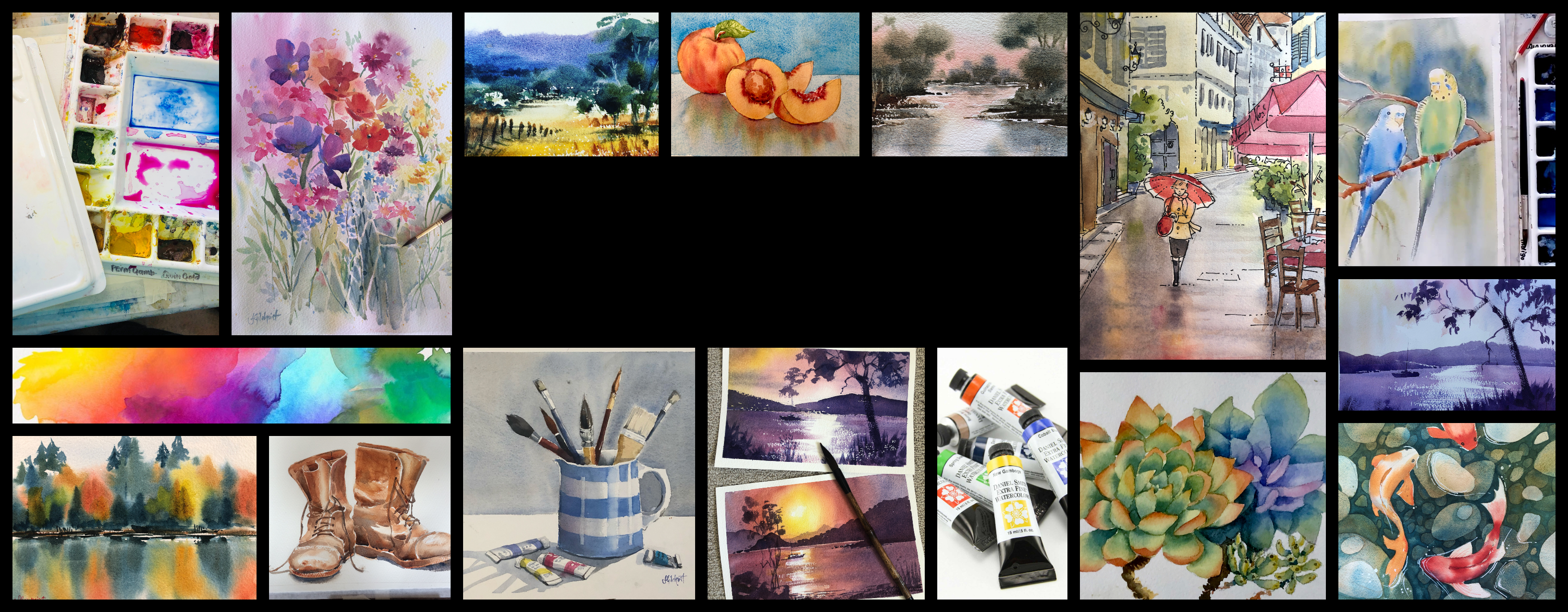 Intermediate Classes and workshops for watercolour painters on demand online with Jenny Gilchrist and Northern Beaches Watercolour