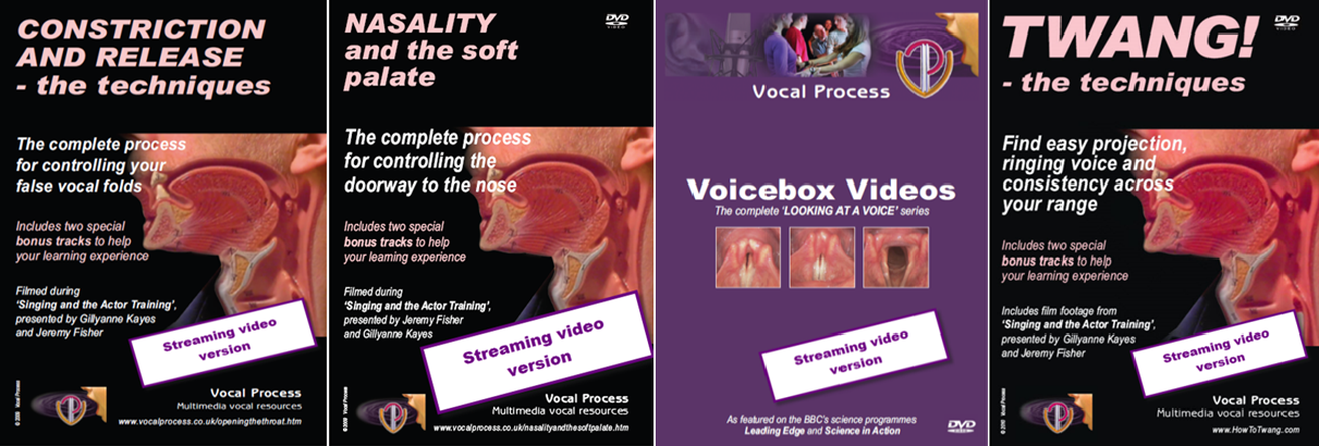 Four vocal technique training DVDs created by Gillyanne Kayes and Jeremy Fisher