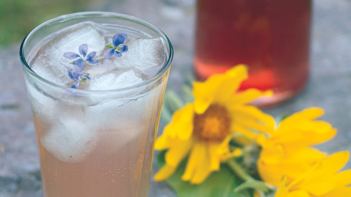 Violet flower cocktail