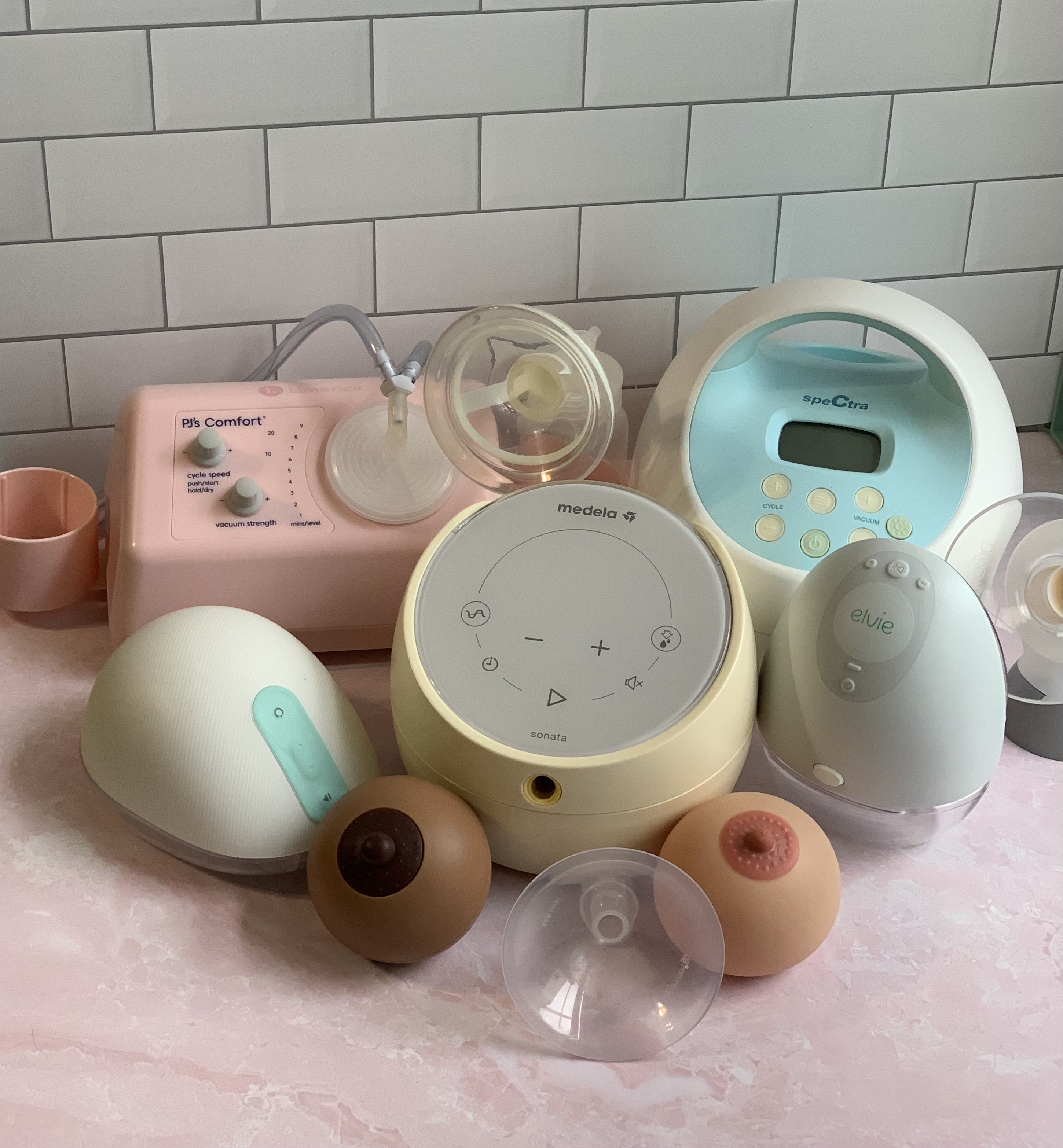 assortment of breast pumps