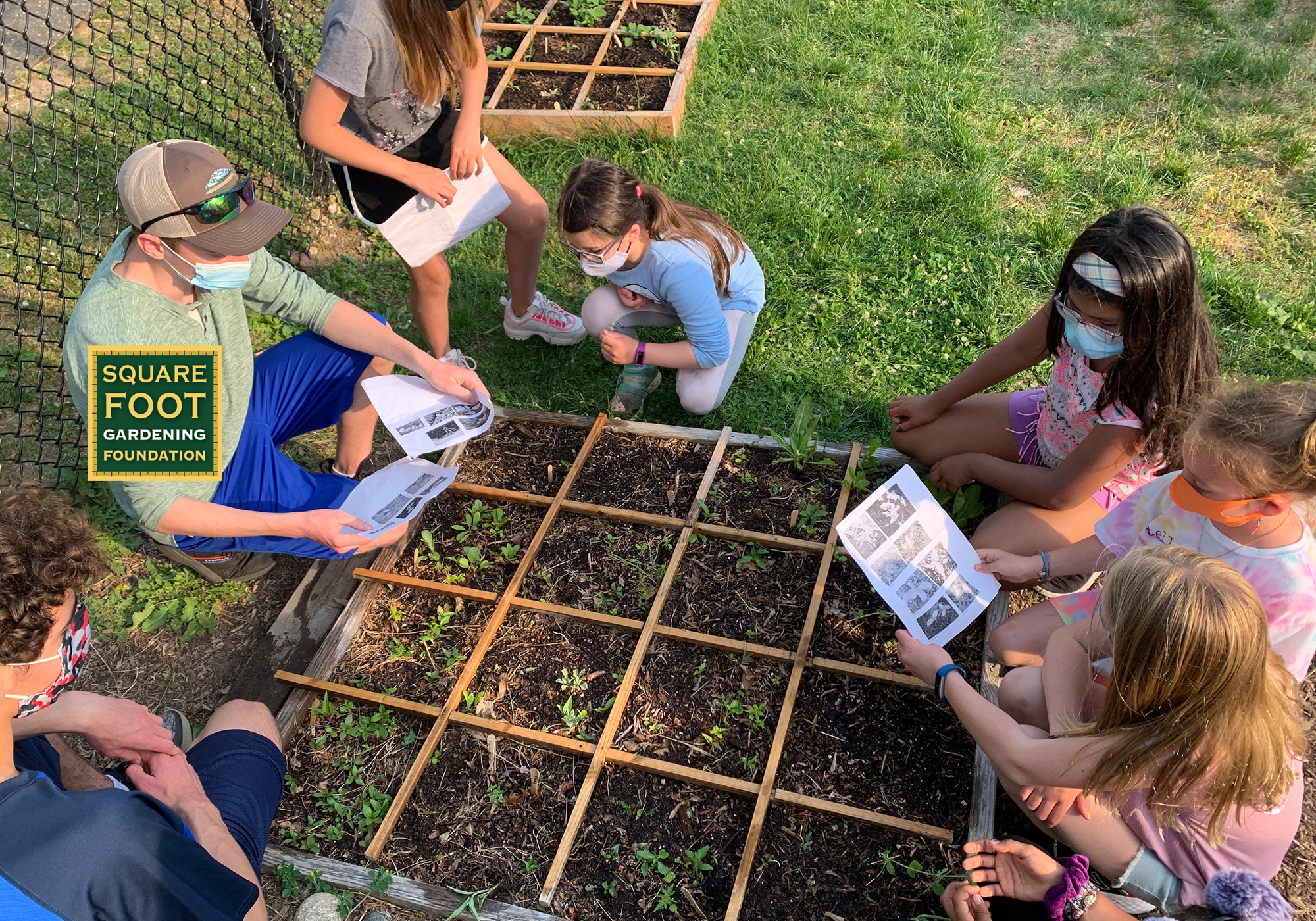 kids are square foot gardening