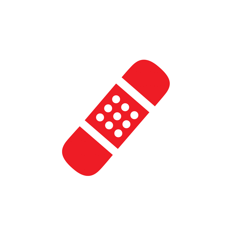 Icon of a red bandage on a white background.