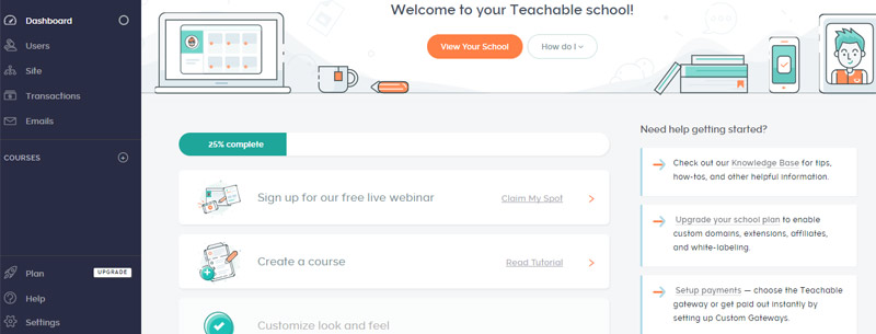 Teachable funzioni intuitive per la vendita online