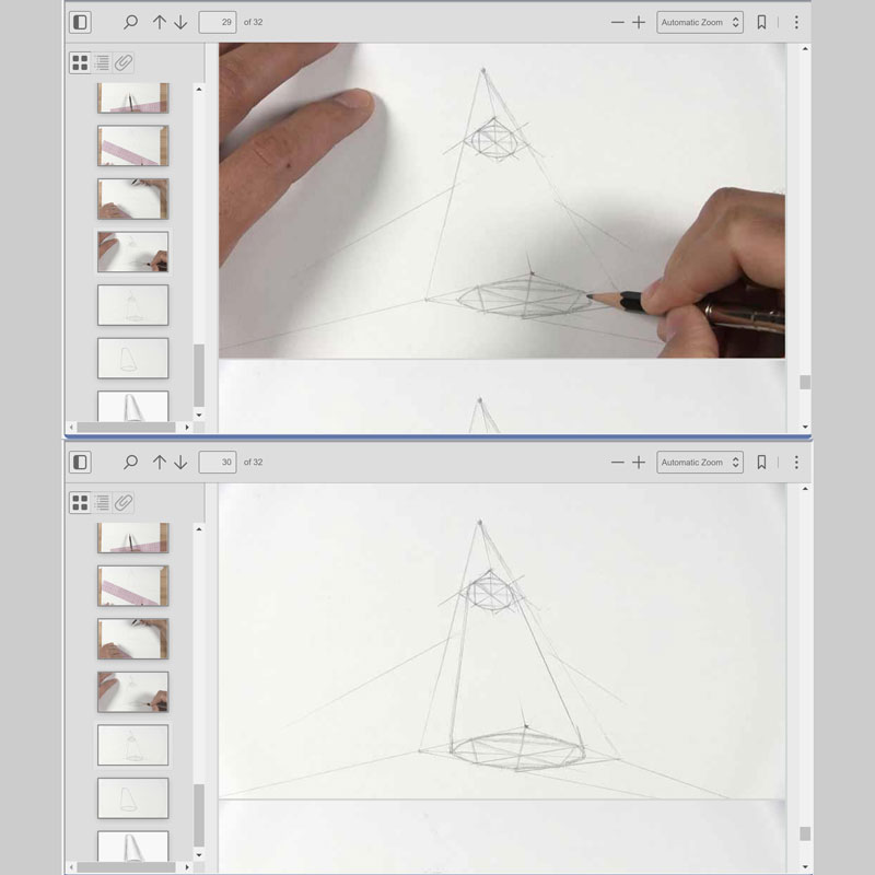 draw cylinder in perspective step by step