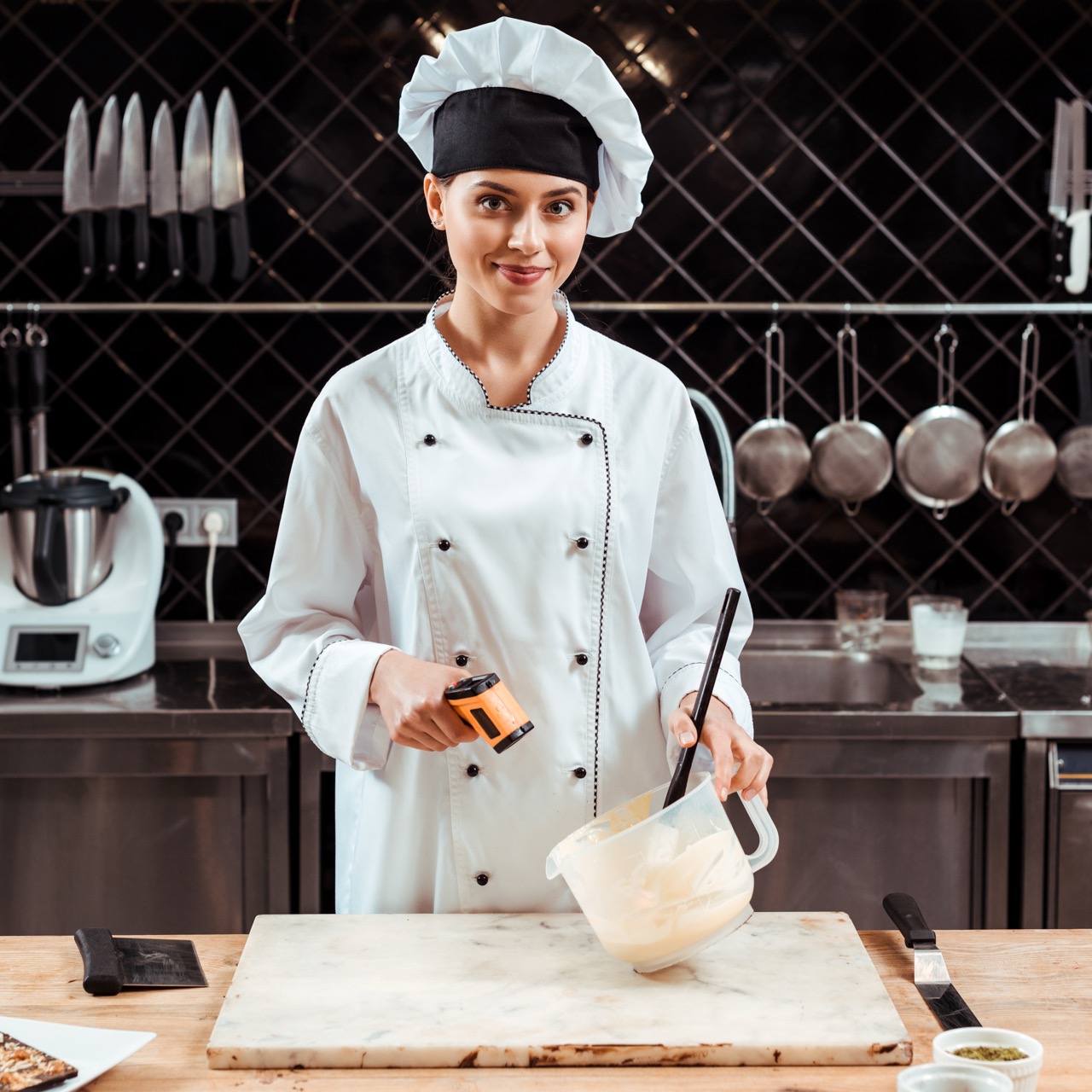 Chef working in kitchen