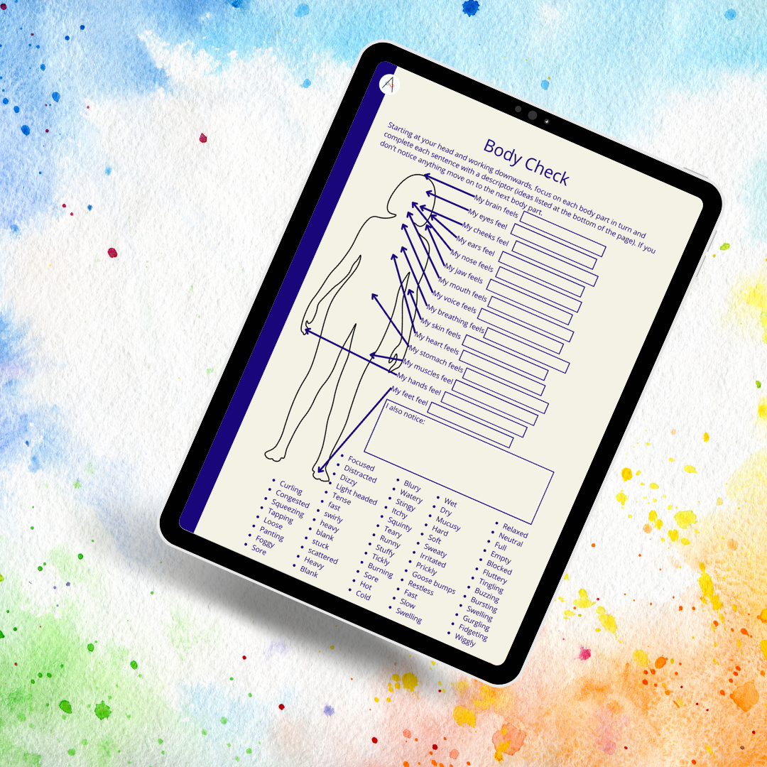 Picture of fillable PDF worksheet displayed on a tablet device