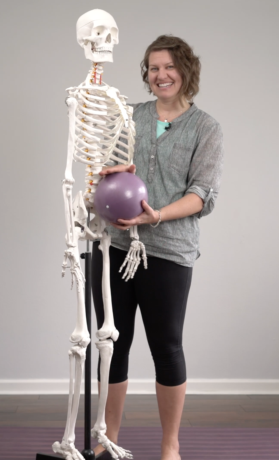 Tiffany and her skeleton model, Simon.