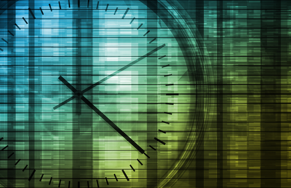Clock on a green background