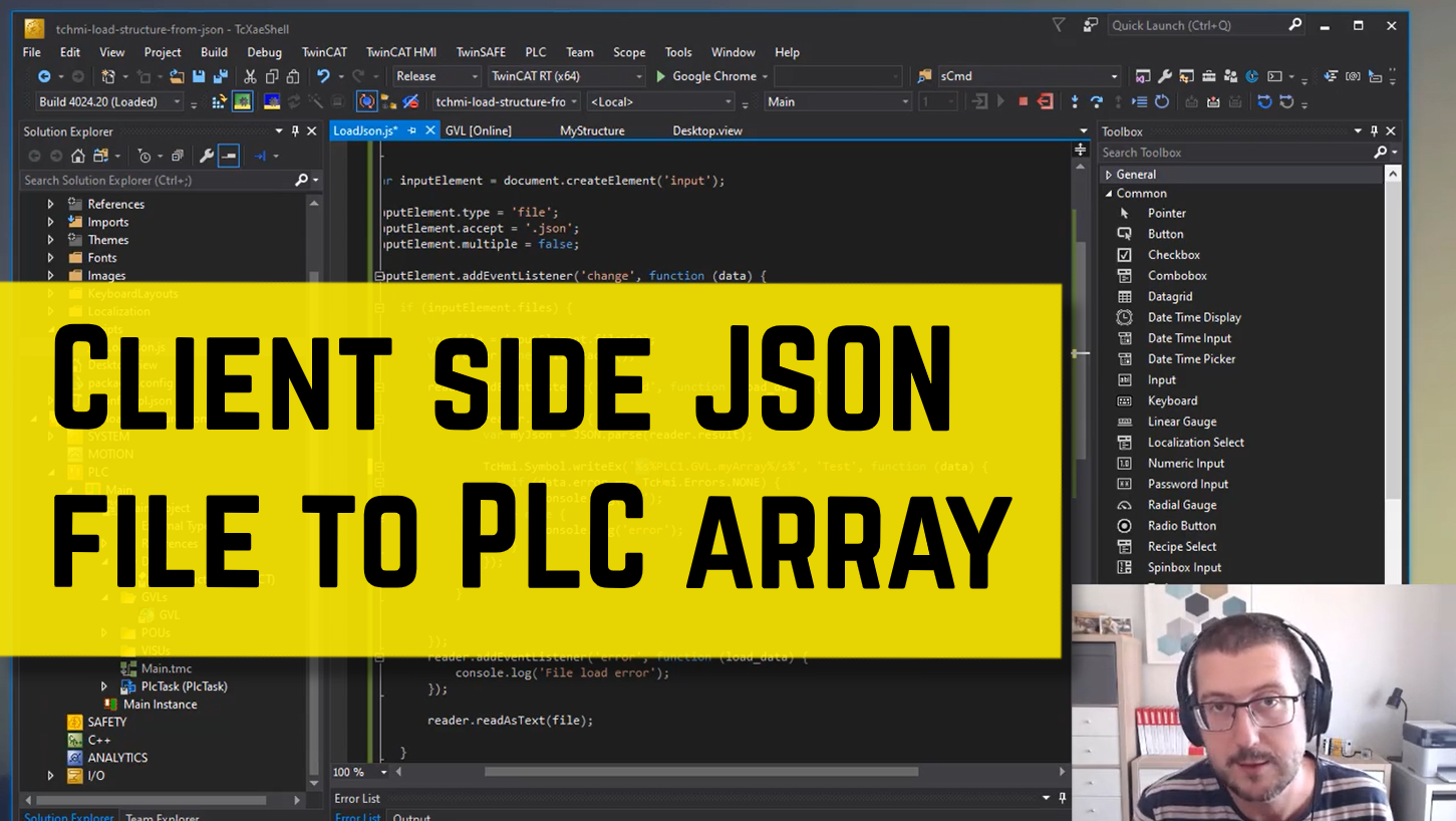 Client side JSON file to PLC array