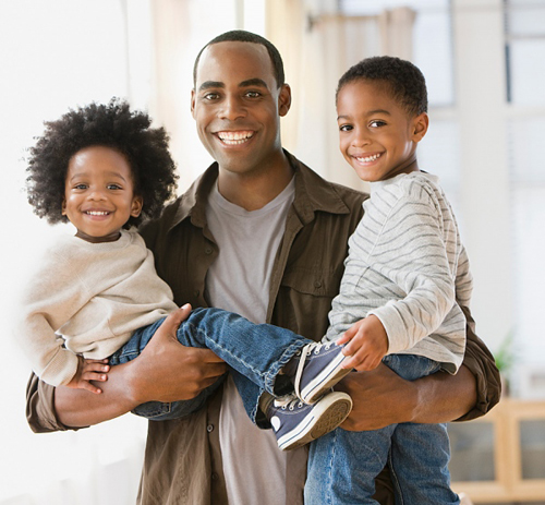 African American dad with two sons