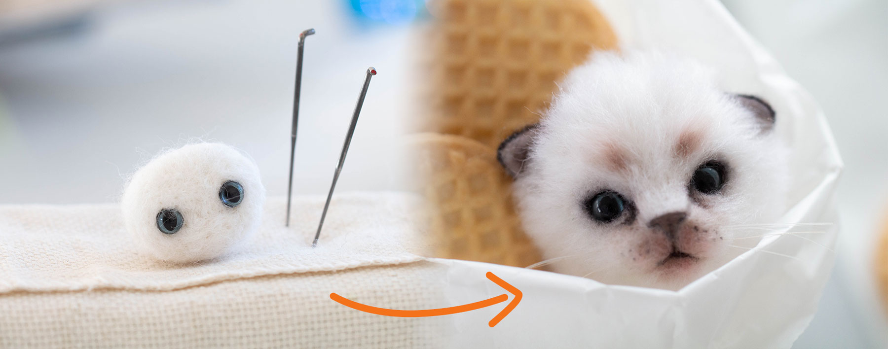Needle felted kitten
