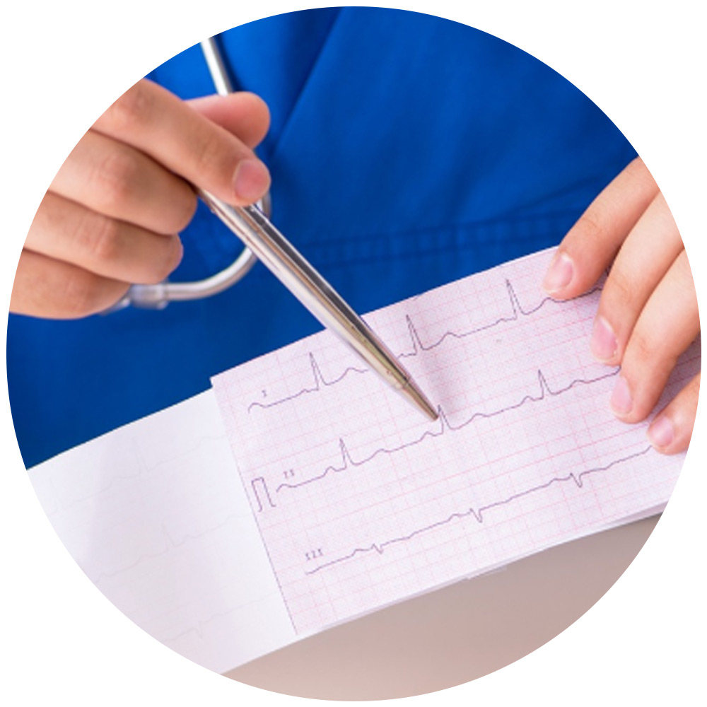 Healthcare worker holding ECG strip and 