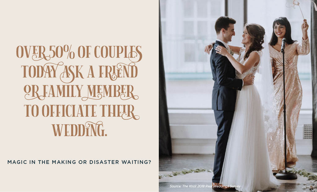 50% of couples ask a friend or family member to officiate their wedding