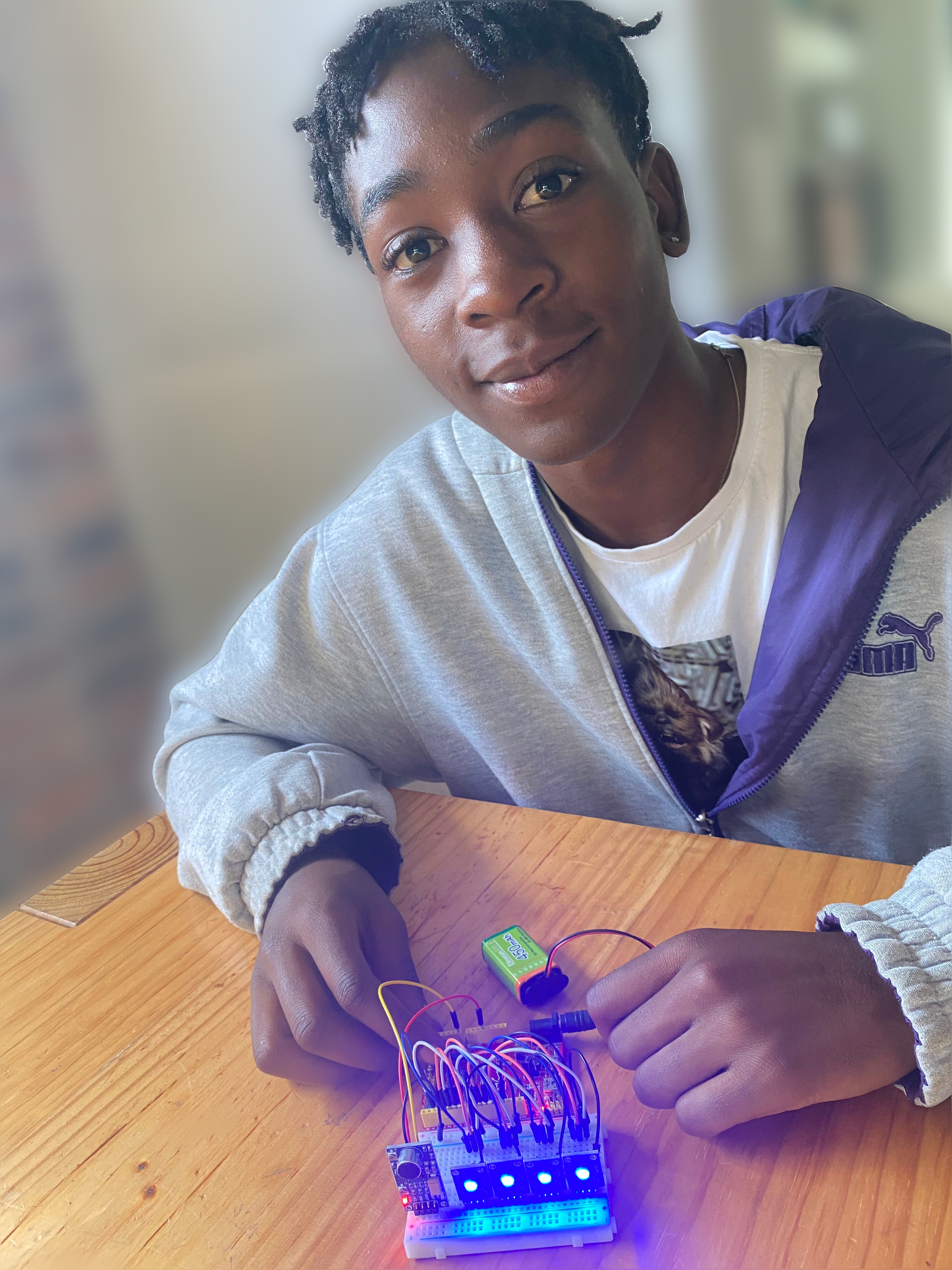 african boy with Arduino