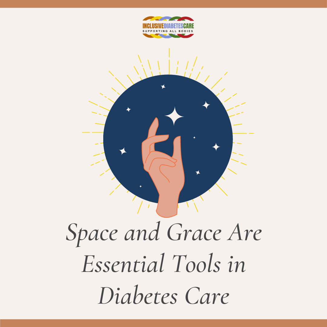 A hand reaching into the stars with the words: Space and Cgrace are essential tools in diabetes care