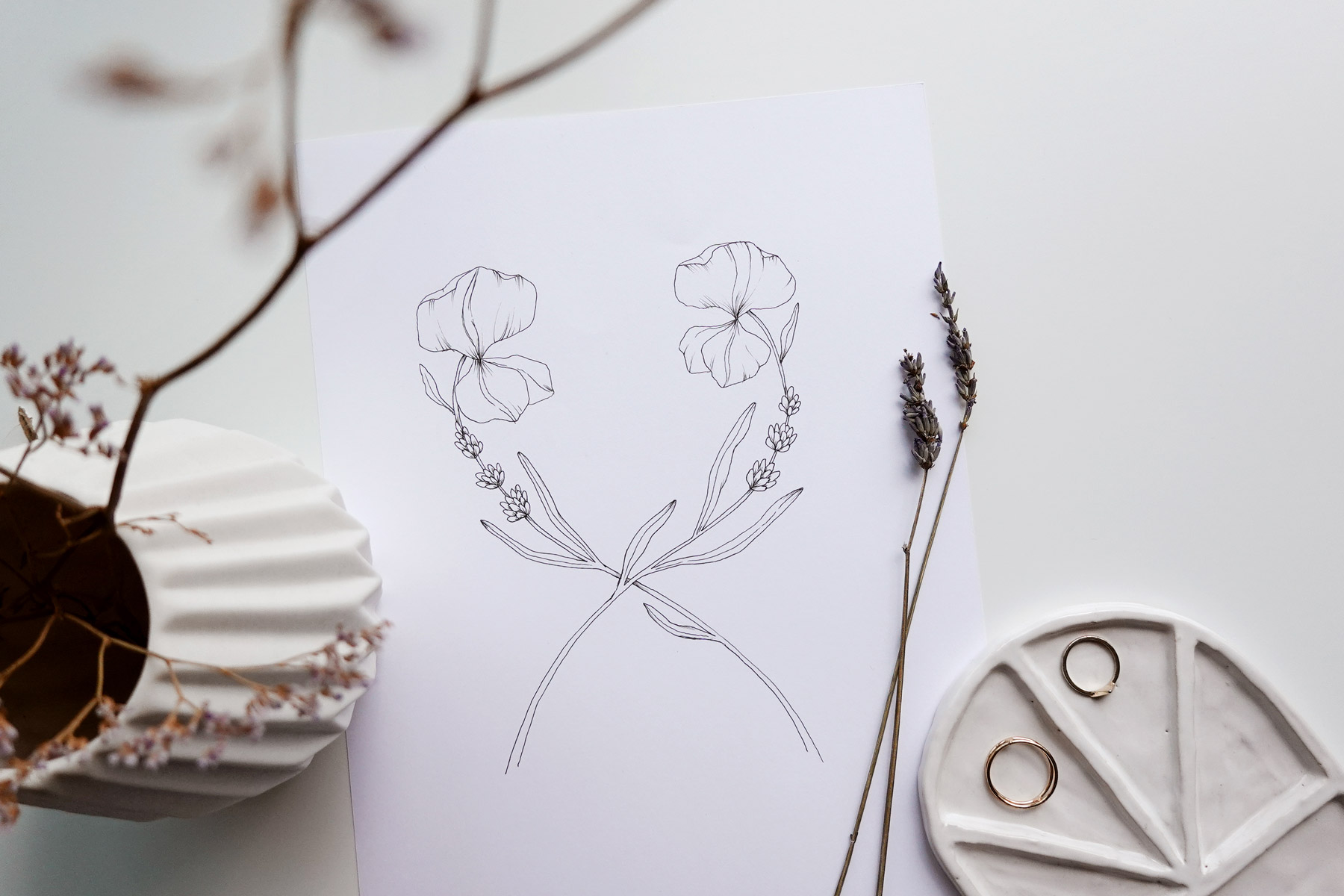 Floral composition drawing course