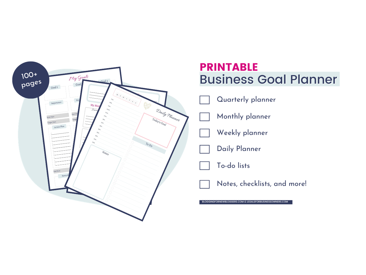 Printable Business Goal Planner Mockup