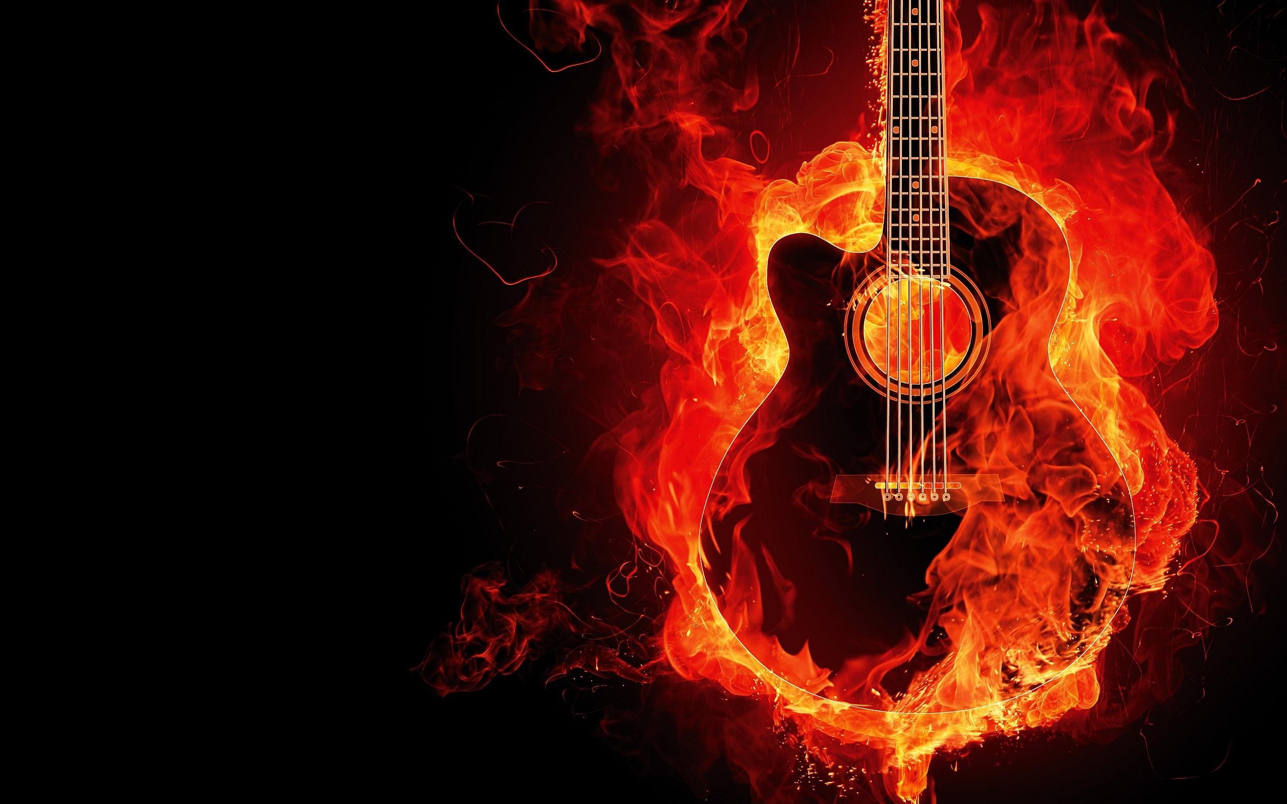 A guitar on fire