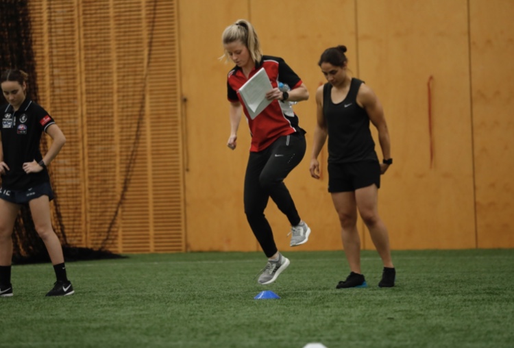 Image: Brooke Patterson demonstrating agility and hopping drills