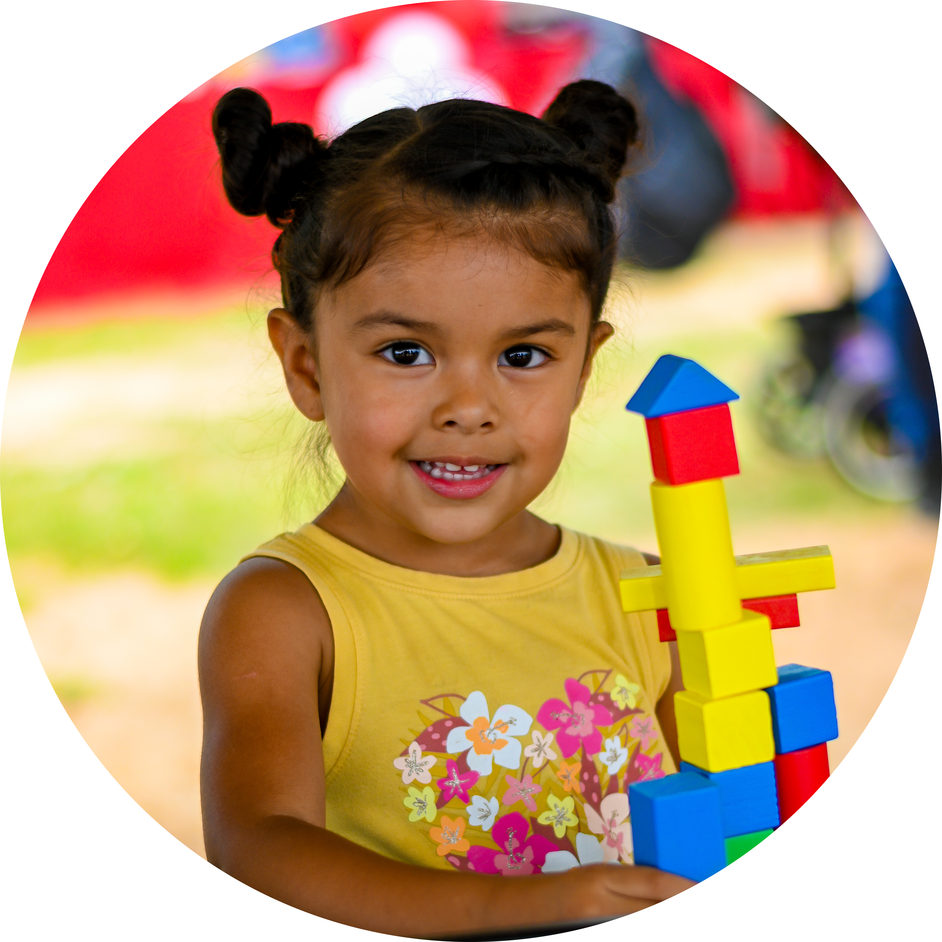 Hispanic toddler with blocks