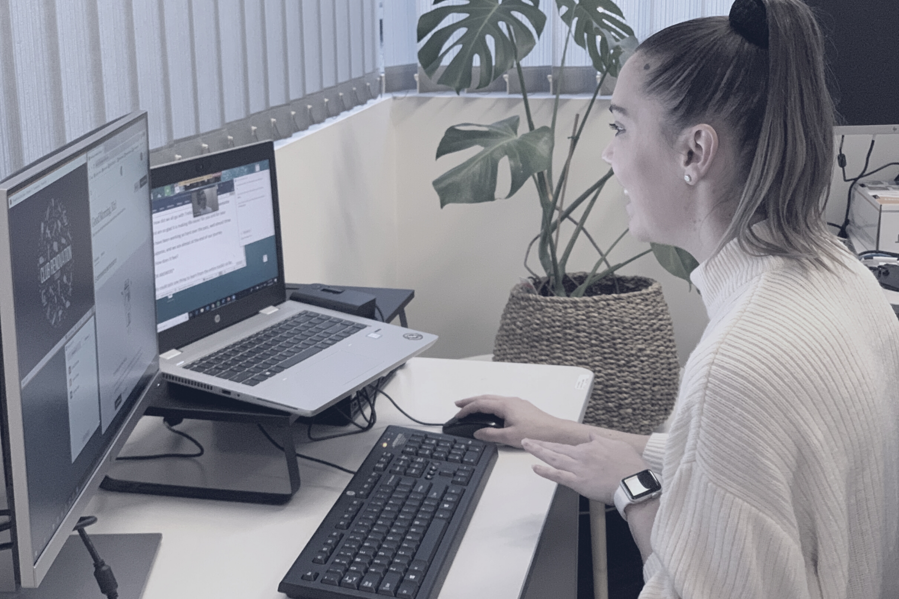 Woman at a computer completing an online course