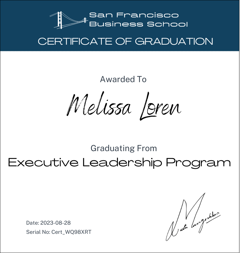 Executive Leadership Training Program Certificate