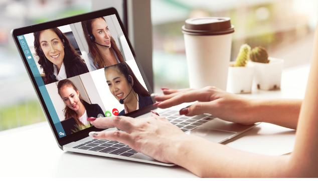 woman with friends on zoom