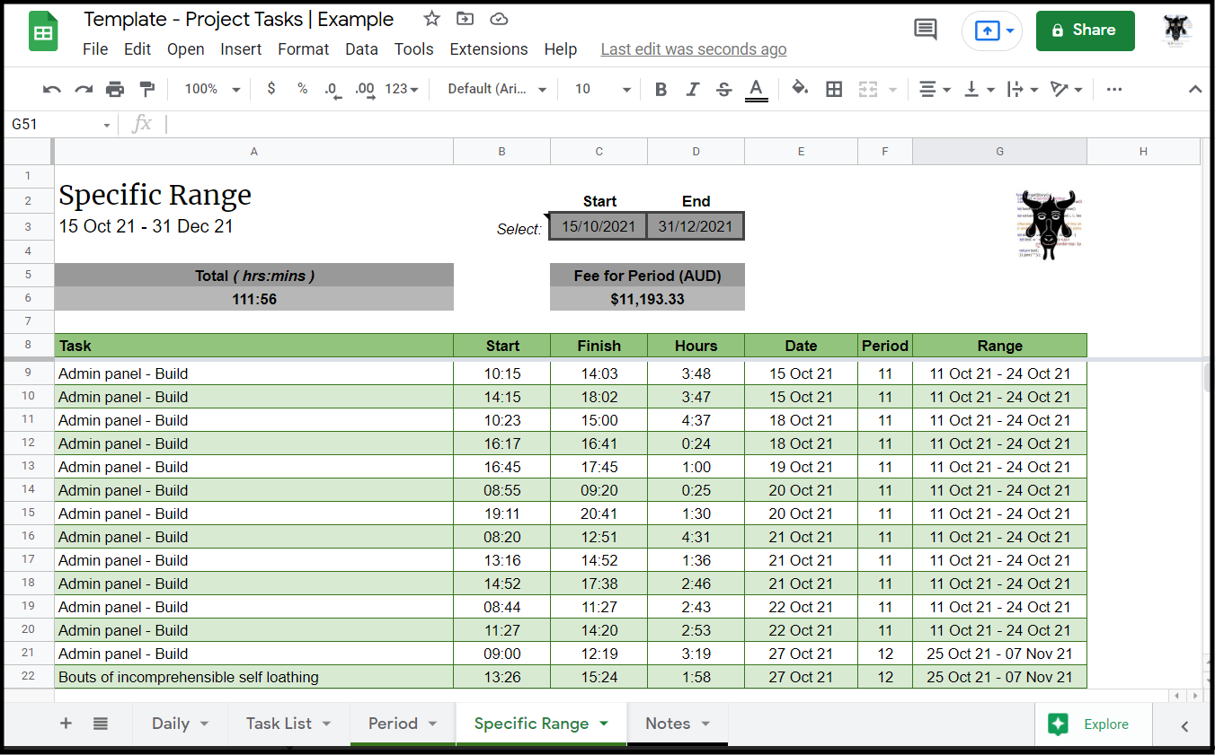 Google Sheets Project Tasks Manager Yagisanatode