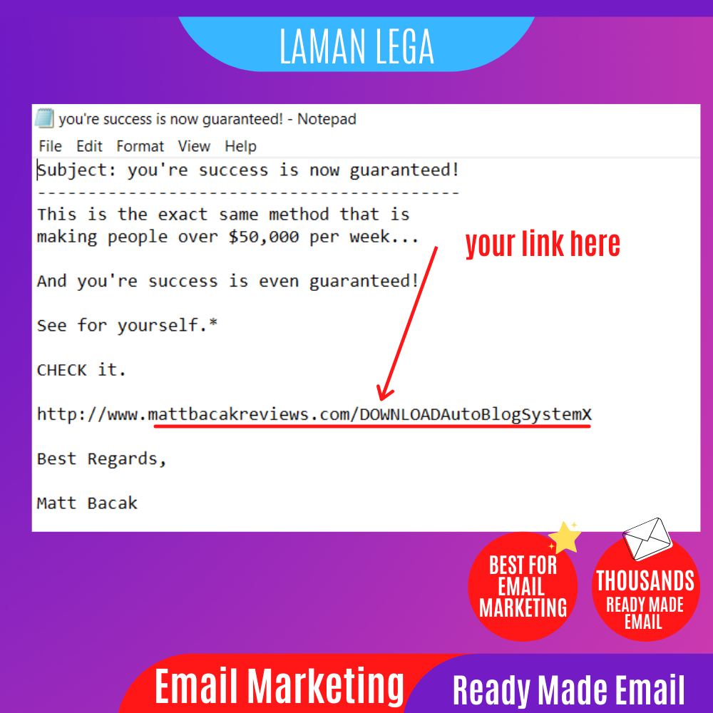 Email swipes for affiliate marketing