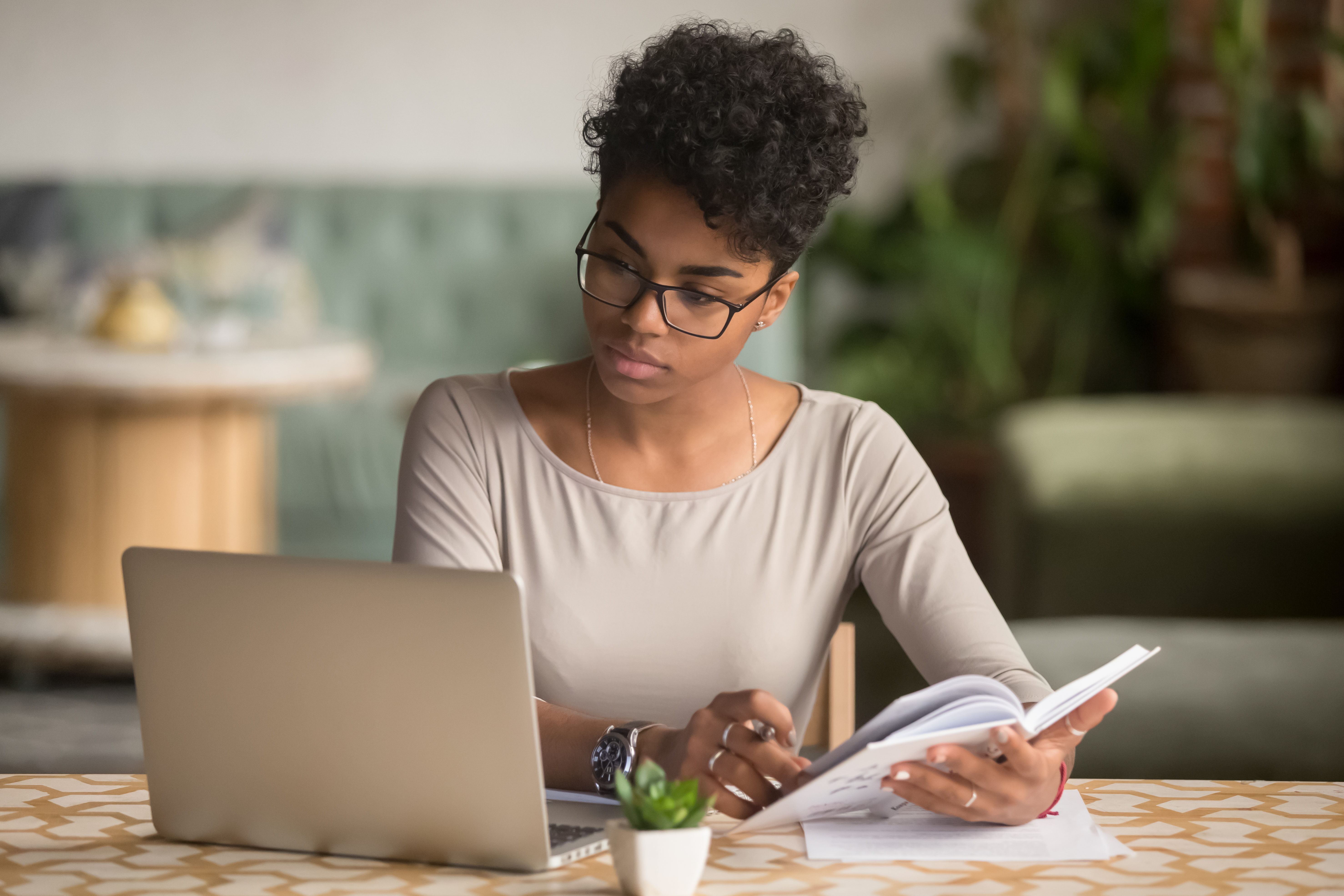 Person studying on a laptop