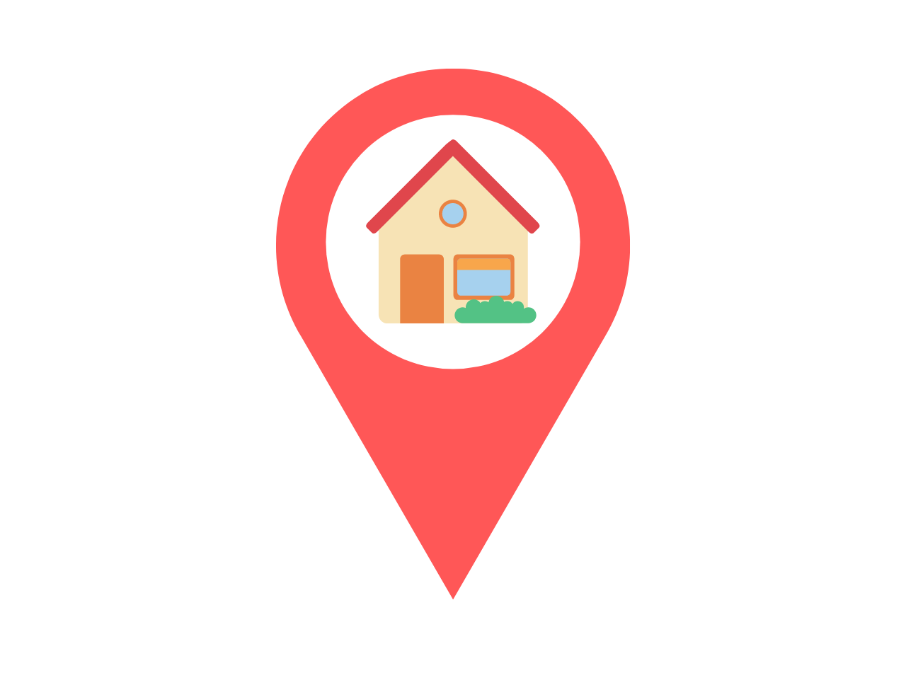House in a location pin icon