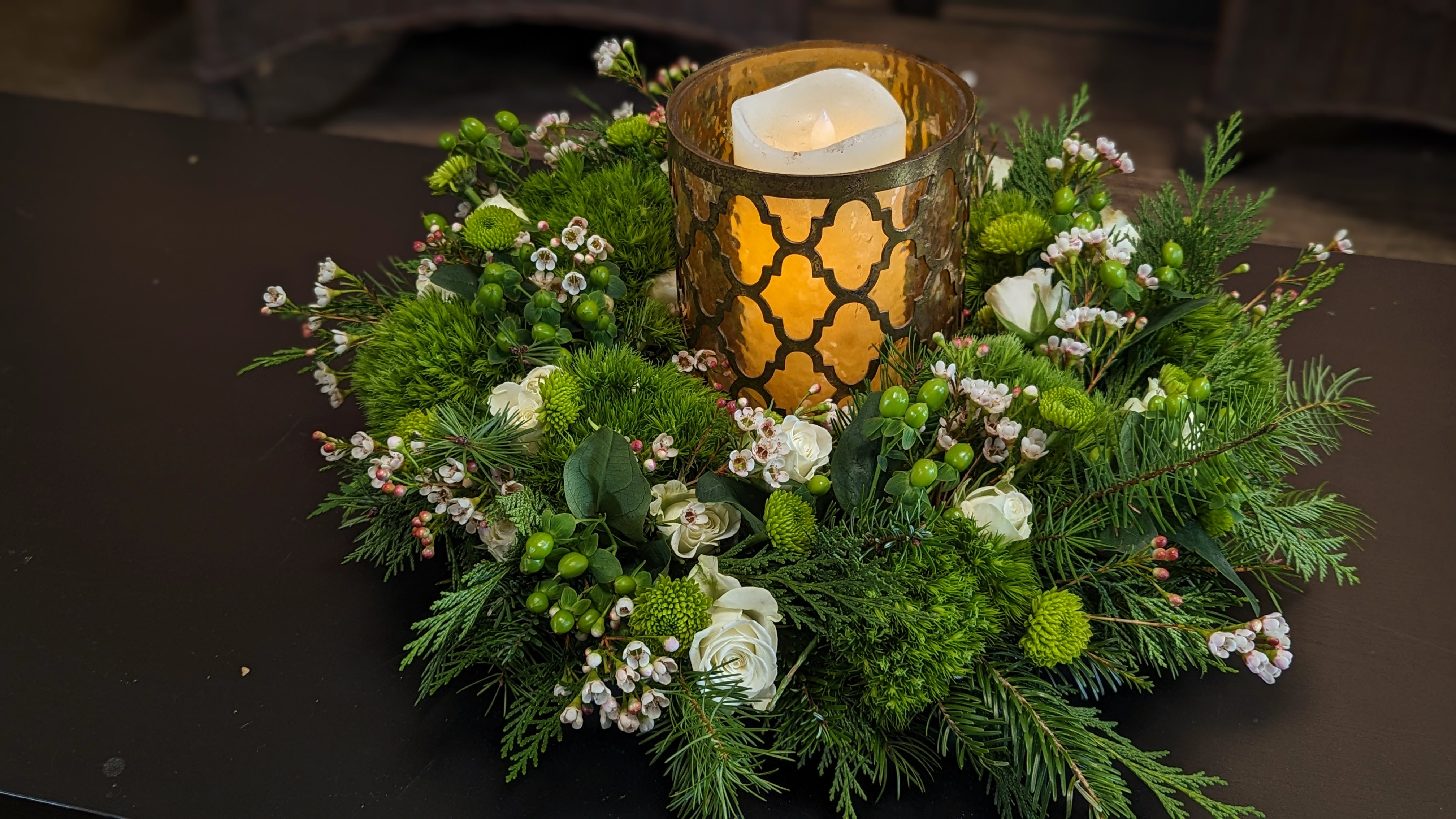 Green Holiday Table Wreath