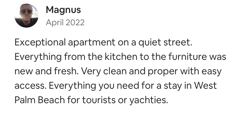 Review from our guest Magnus about his stay with us