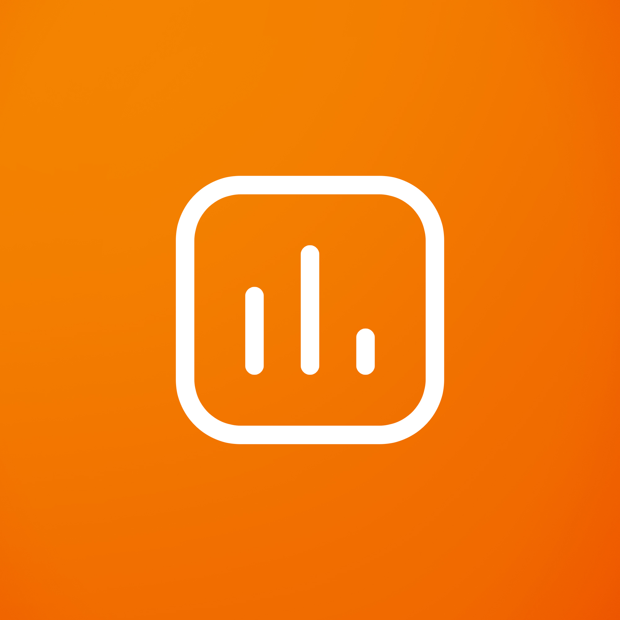 A white graph icon on an orange background