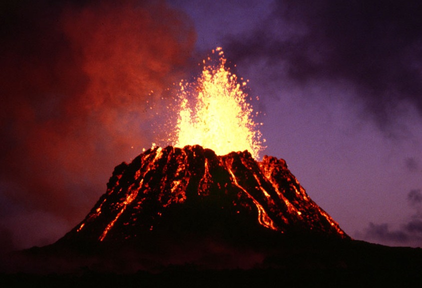 volcano erupting