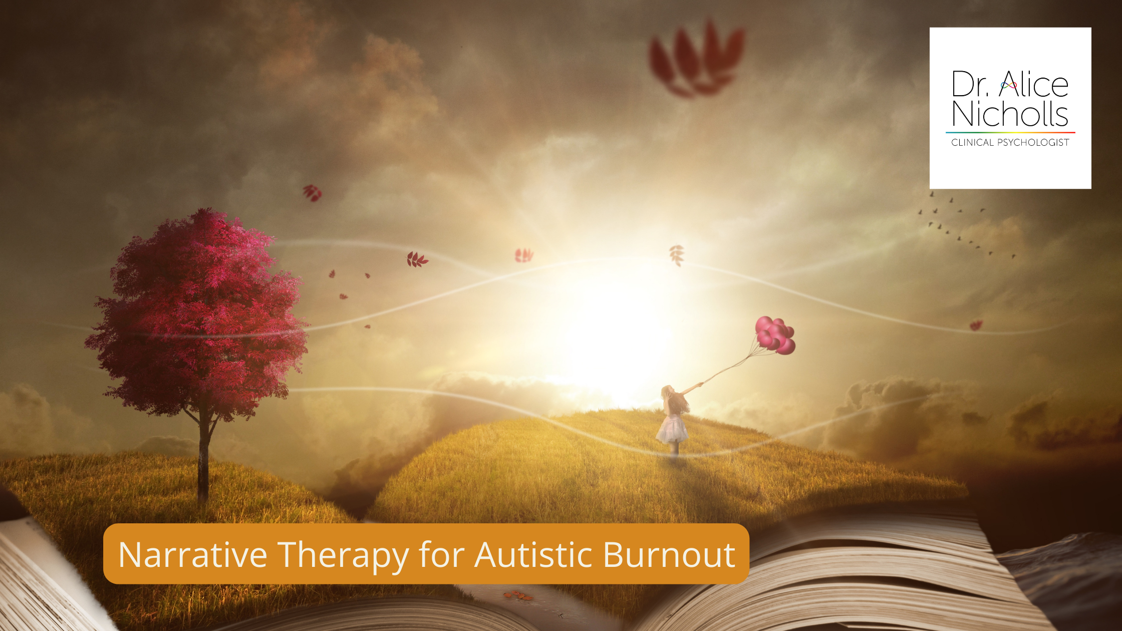 Narrative therapy for Autistic Burnout: picture of tree and book 