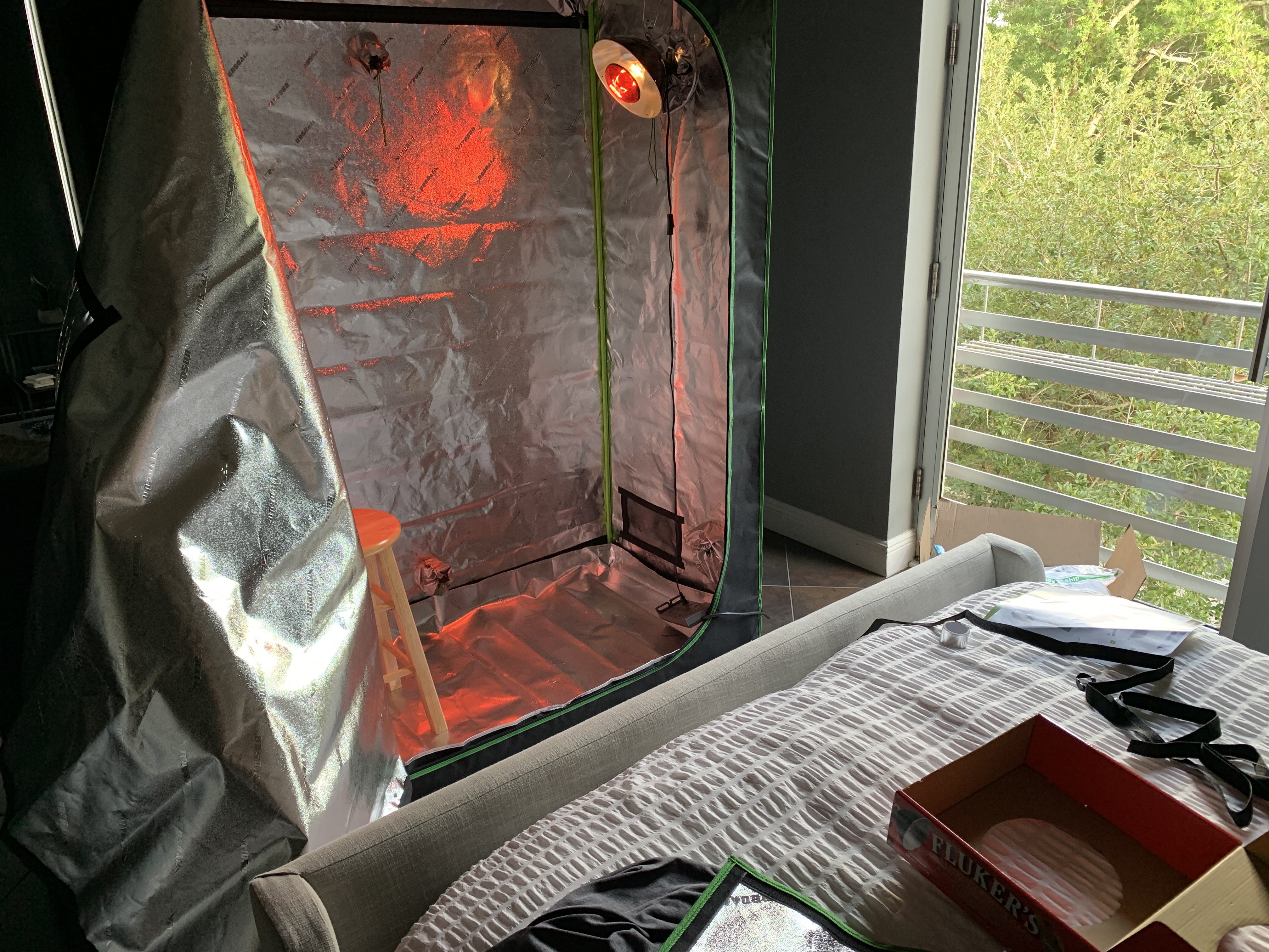 diy infrared sauna course I built during covid airbnb stay