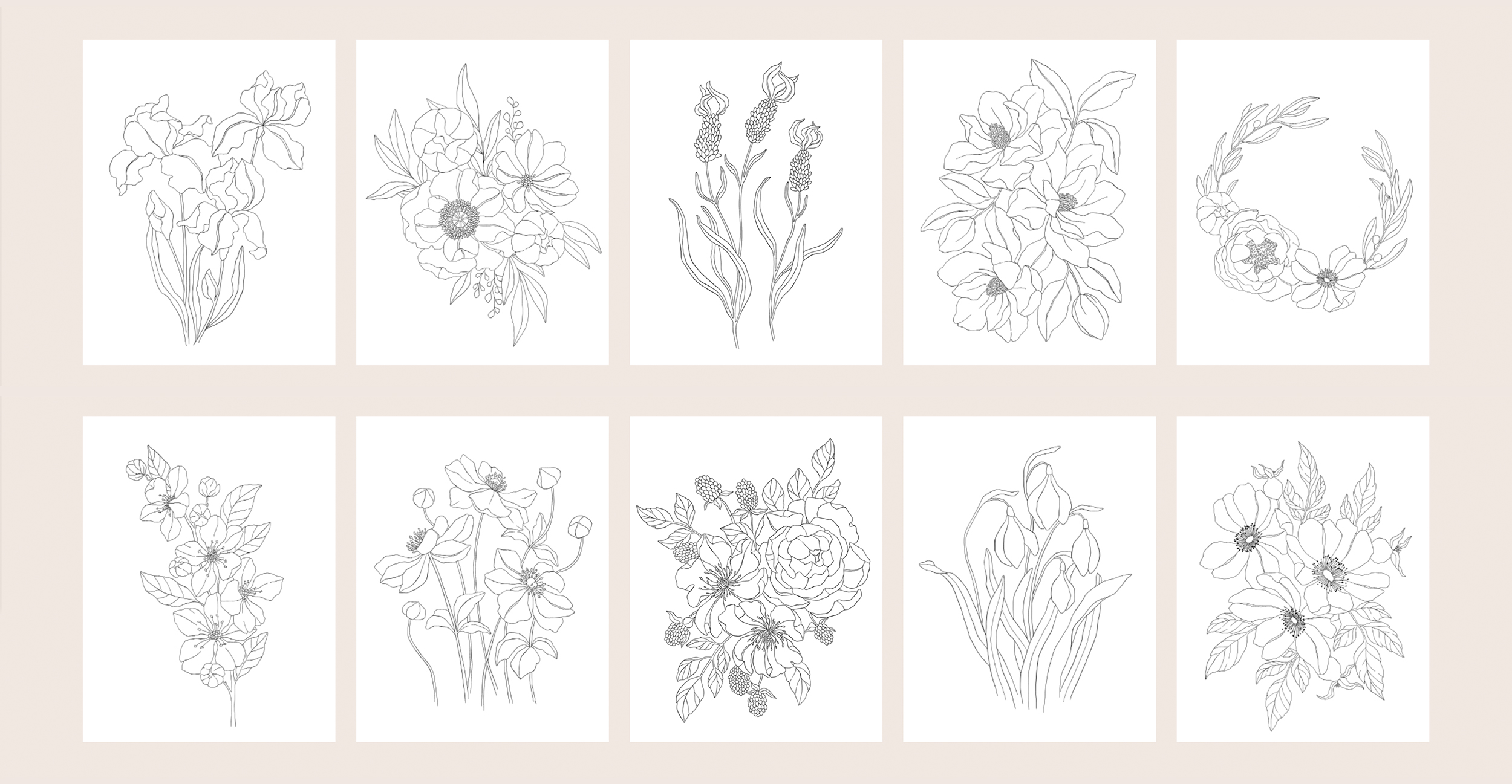 flowers coloring pages for watercolors