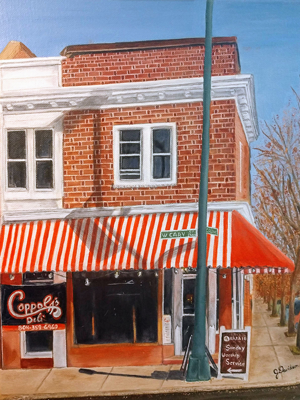 Oil painting of a building, testimonial from student, Jazmin Davidson of RL Caldwell Studio