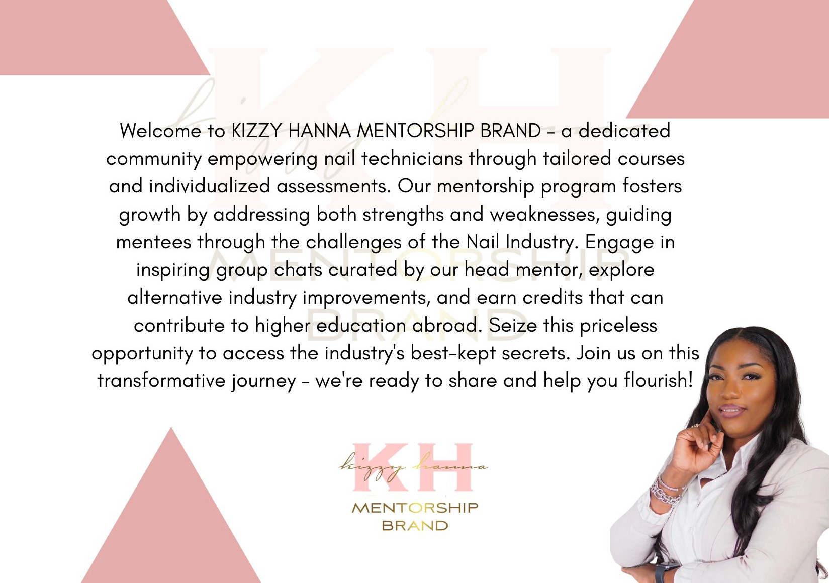 The KIZZY HANNA MENTORSHIP BRAND is a group developed for nail technicians to grow and con